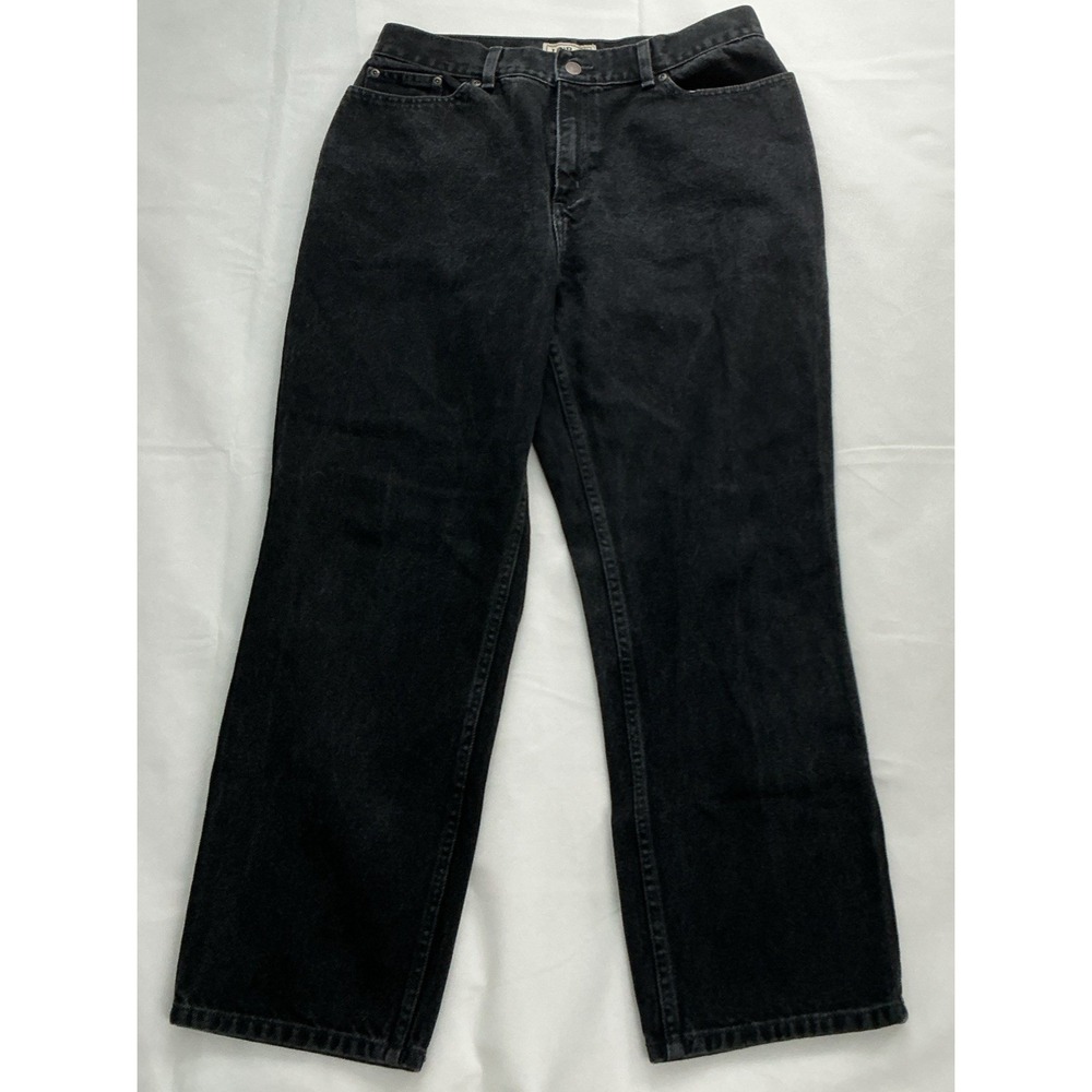 L.L. Bean Jeans Womens' 12P 32x27.5 Black Curvy Fit High Rise Straight Denim